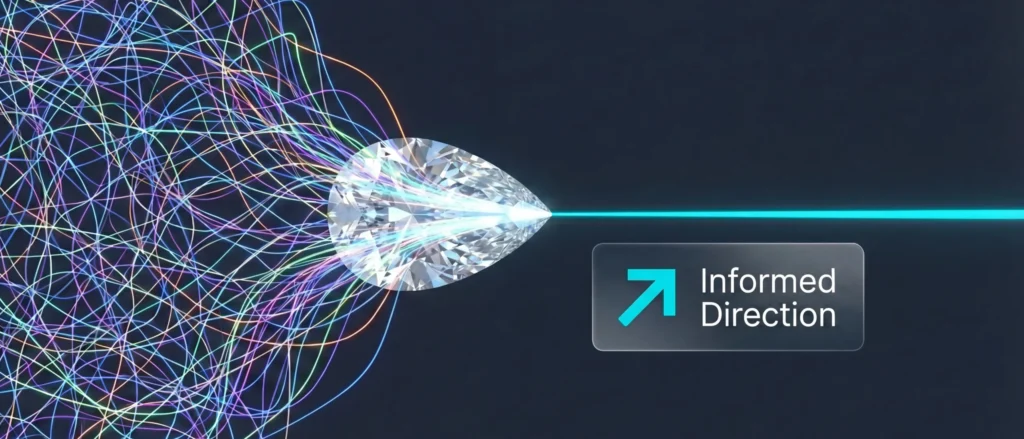 IntelliQor hero image showing marketing data streams converging into strategic intelligence